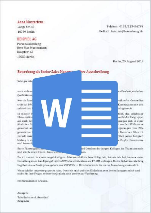 Senior Sales Bewerbung